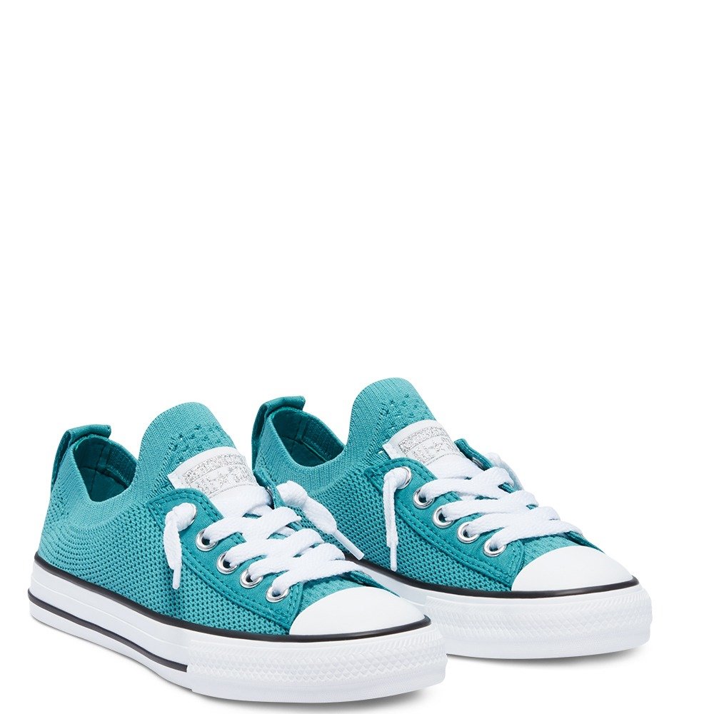 Chuck Taylor Kid Knit Sparkle Slip- Teal - Image 4