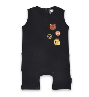 Band of Boys Romper - Cat Badges - Black (3M- 12M)