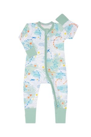 BONDS KIDS ZIP WONDERSUIT -WEATHER RADAR WHITE