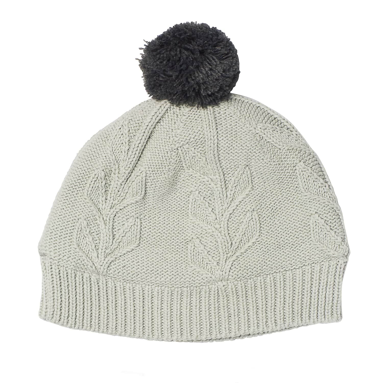 Acorn Baby Olive Branch Beanie and Mitten Set - Grey - Image 2