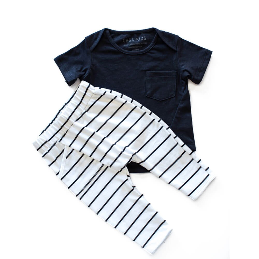 Casa Kids Twist Seam Pocket Tee Midnight - Image 3
